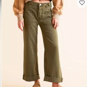 We The Free Palmer Cuffed Wide Leg Sqaure Pocket Jeans NWT Moss
